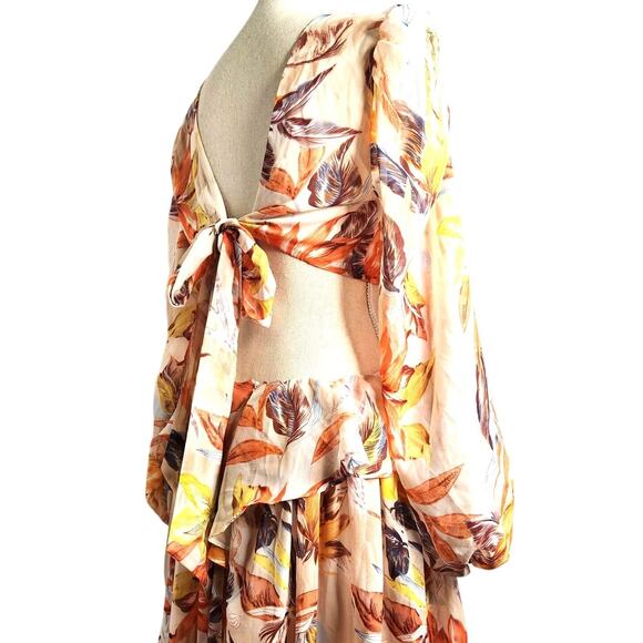 Bump Biddy Maternity Maxi Dress Size L Floral Tie Back Cottage Chic Open Waist - Picture 2 of 16